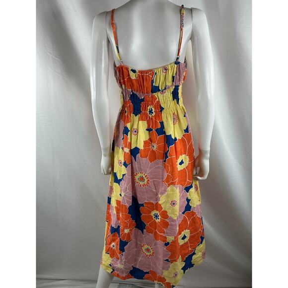 Rails 'Octavia' Yellow Elasticized Floral Midi-Dress Size M - Picture 3 of 4